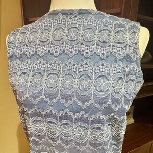 Brittany Black Blue Camisole with White Lace Overlay